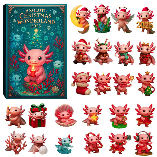 Axolotl Adventskalender 2026 | 24 forskjellige axolotl-pynt