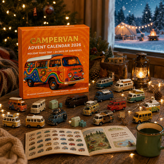 Campervan Adventskalender med ljusslinga och lykta