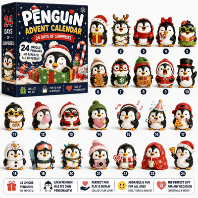 Pingvin Adventskalender 2026 | 24 forskjellige pingvinfigurer