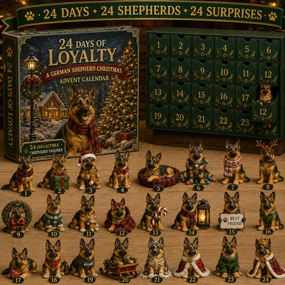 Schäferhund Adventskalender 2026 | 24 forskjellige schäferfigurer